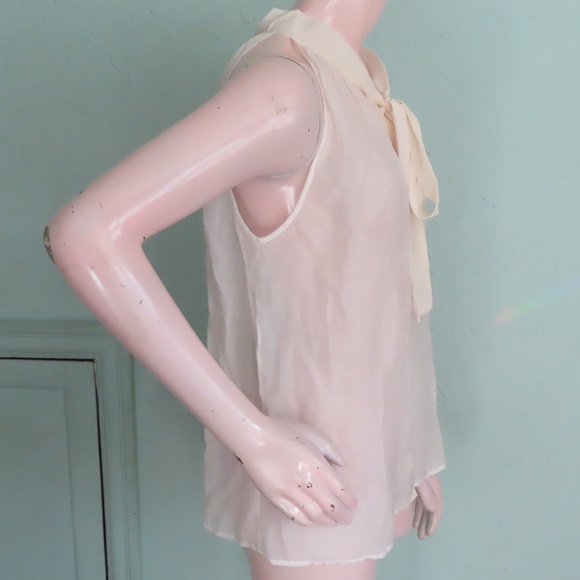 Rory Beca SHEER Sleeveless Top  Blouse Peekaboo Front NWT Silk Cotton - Picture 2 of 8